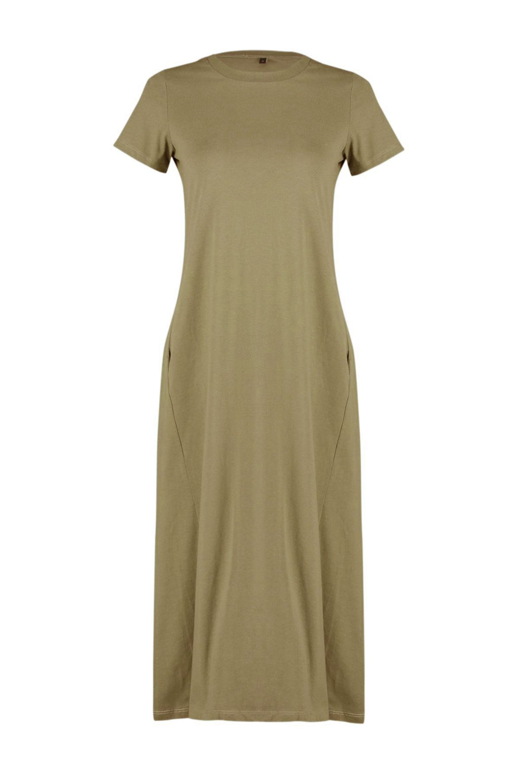 Haki Cepli Bisiklet Yaka A-Line Orme Midi Elbise TWOSS24EL00169