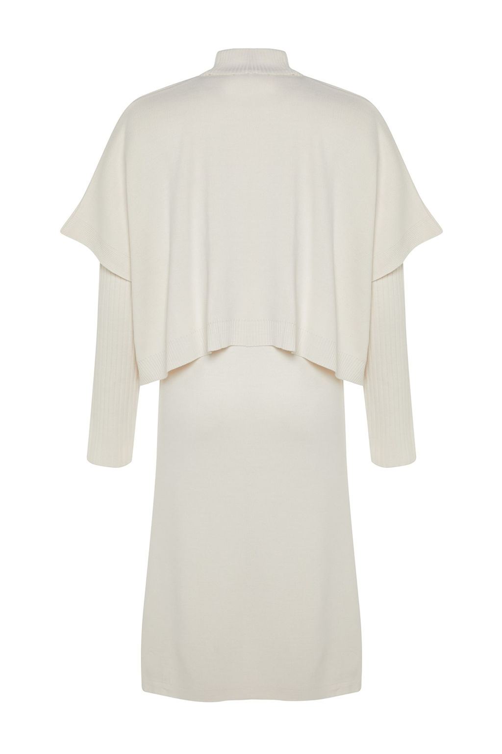 Ekru Midi Triko Super Genis Kal?p Suveterli Elbise TWOAW24EL00012