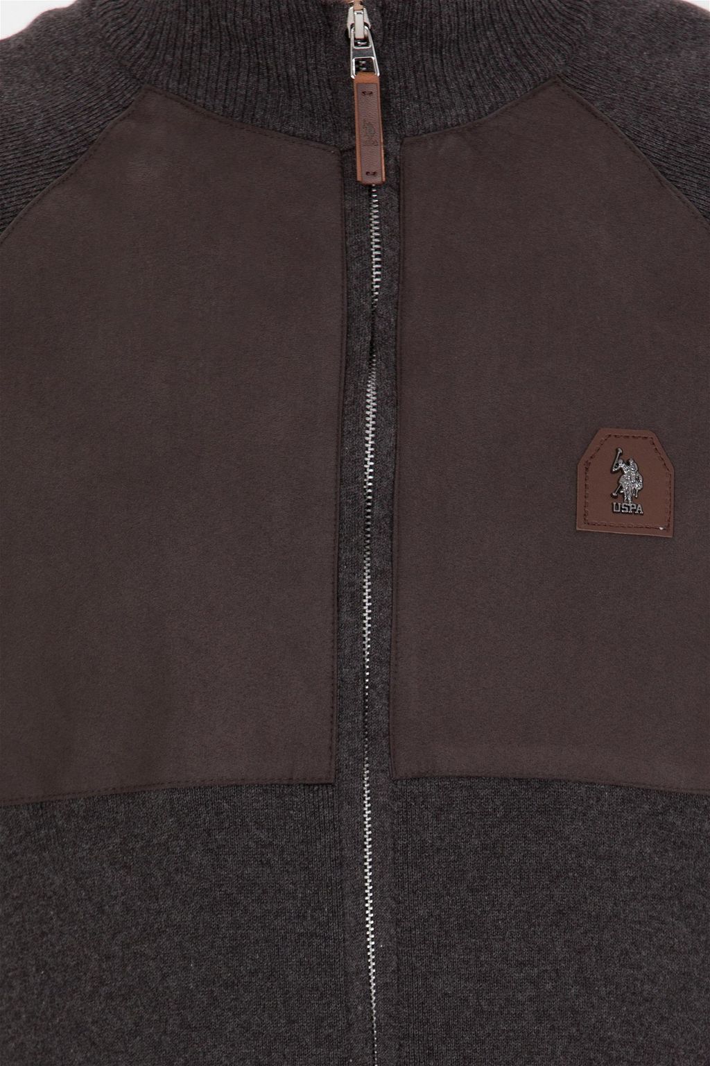 U. S. Polo Assn / Мужской трикотажный кардиган антрацитового меланжевого цвета - U.s. polo assn фото 6