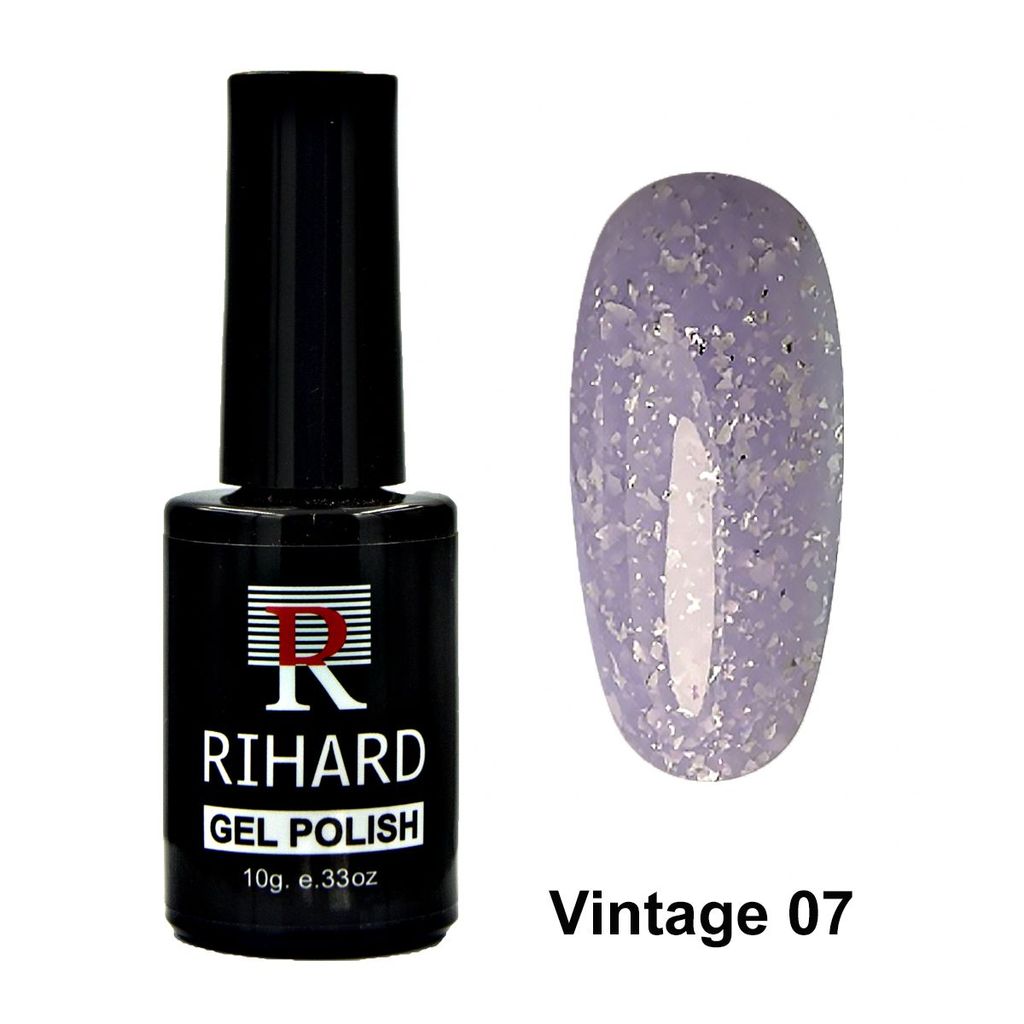 Rihard Gel Polish Vintage 07 Гель-лак "Винтаж" с поталью, 10 мл
