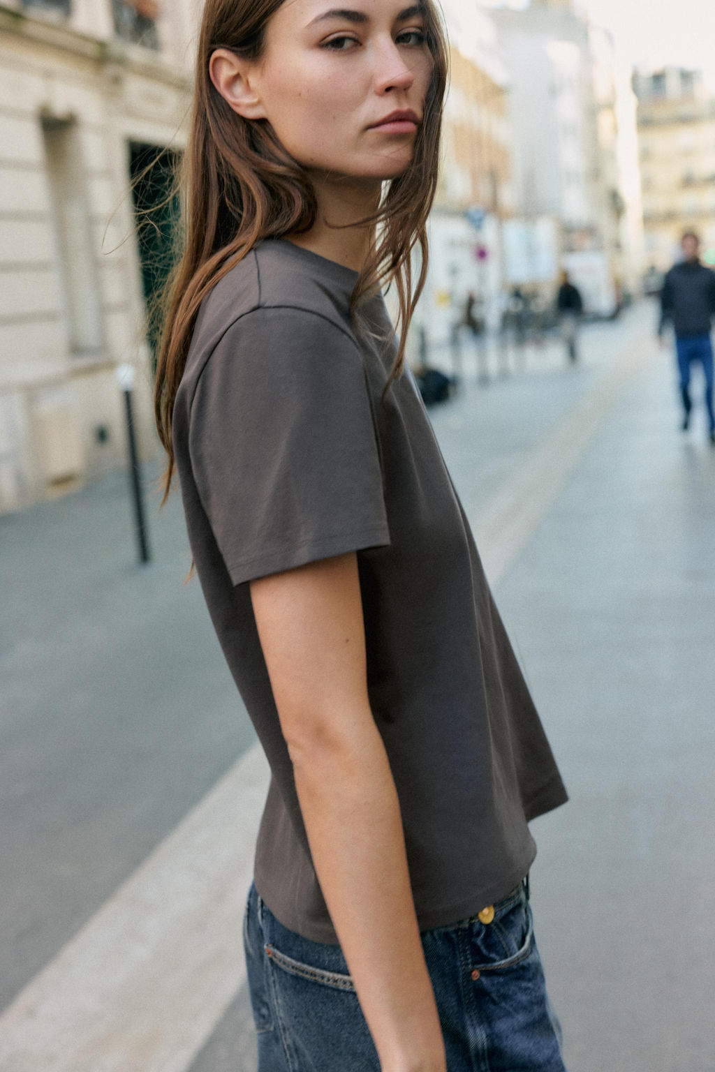 CAMISETA R?STICA ALGOD?N / Carb?n - Zara фото 4