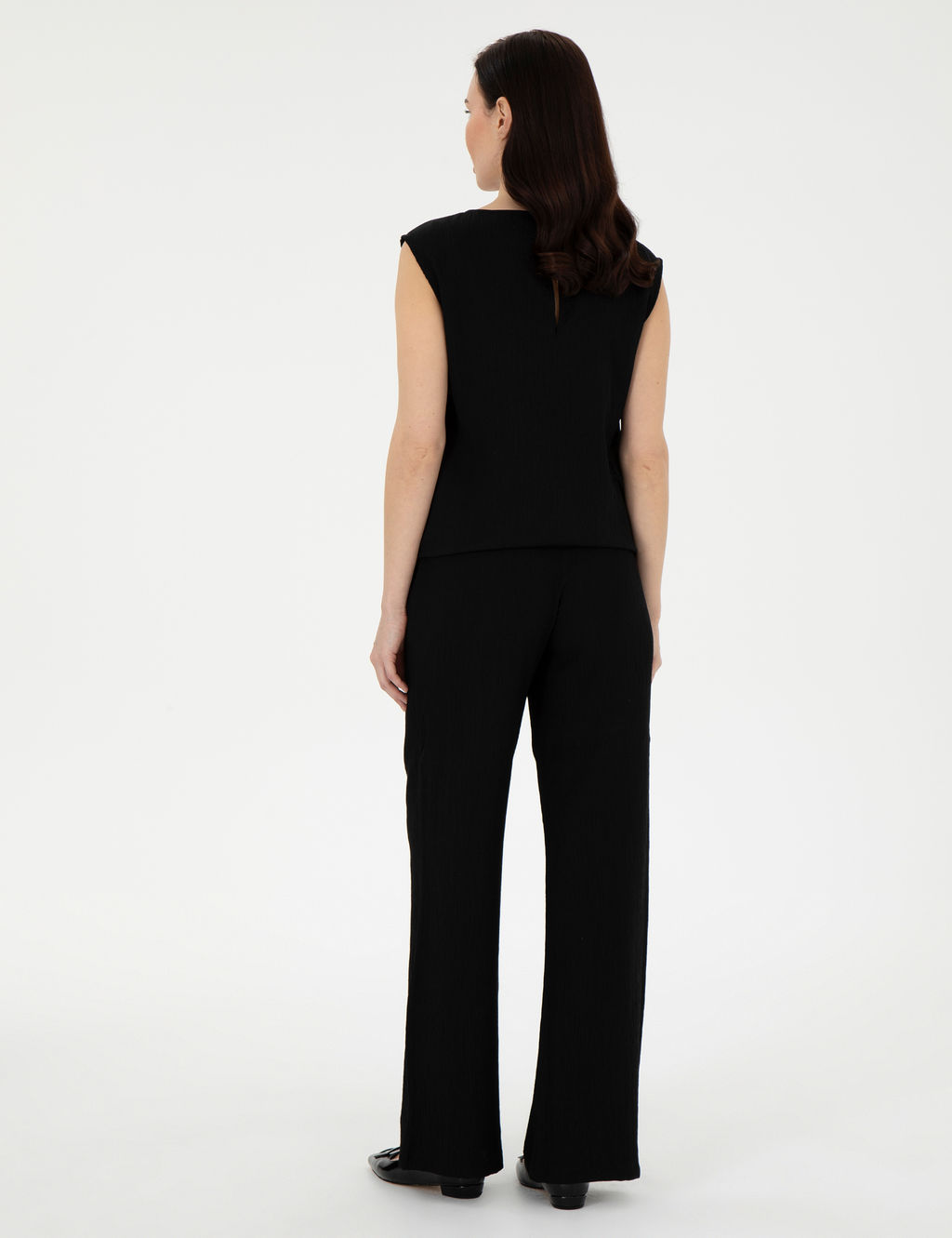Siyah Y_ksek Bel Loose Fit Pantolon