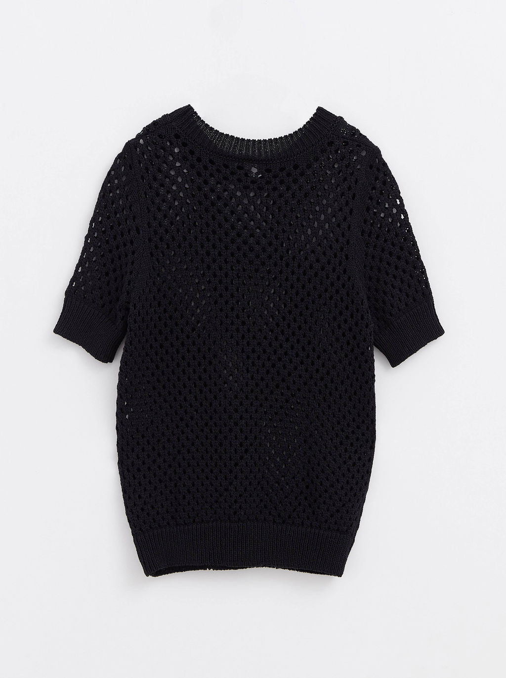CONTE Фактурный джемпер в крупную сетку из пряжи с хлопком LDK 125 black - Conte elegant фото 4
