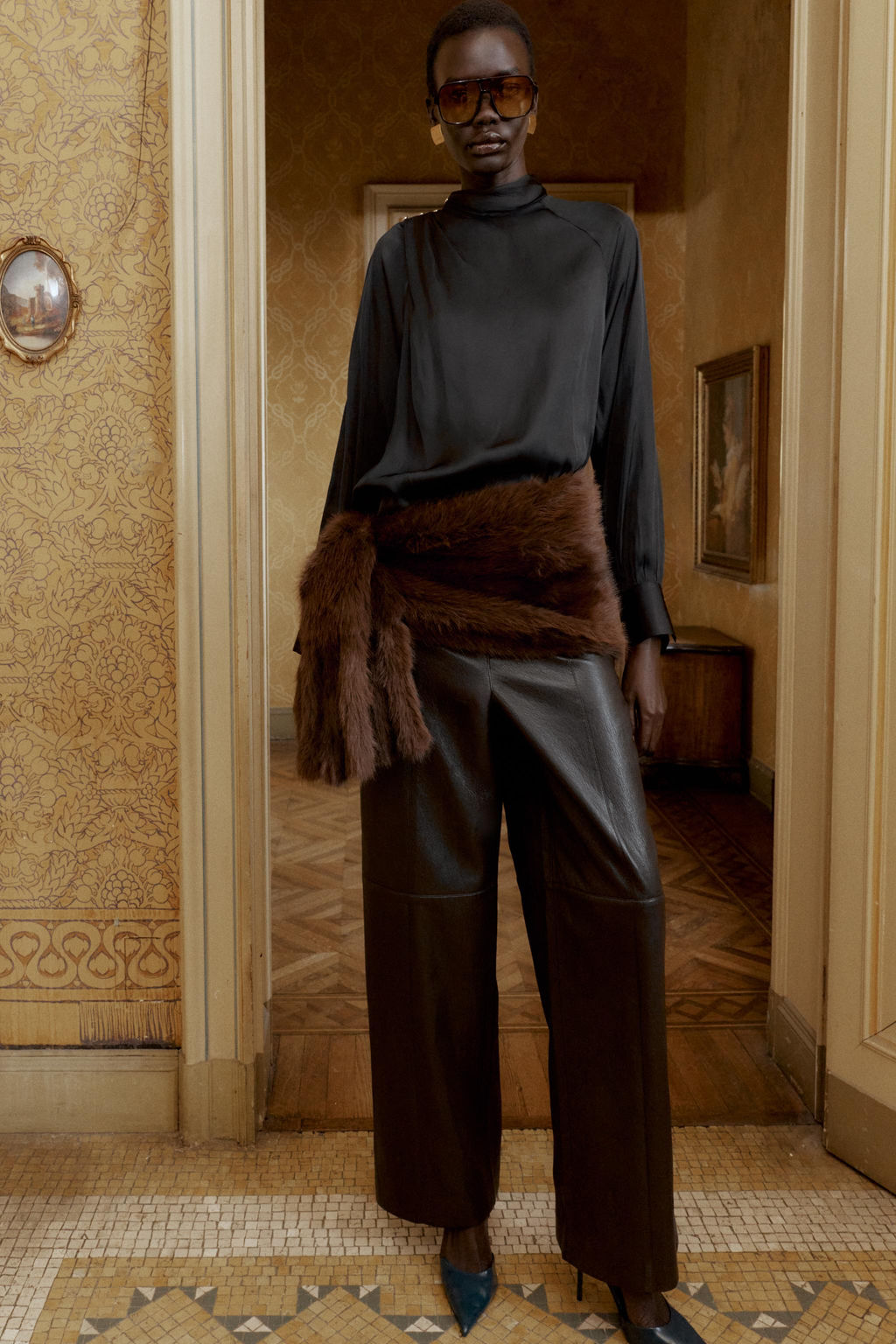 FAUX LEATHER STRAIGHT TROUSERS