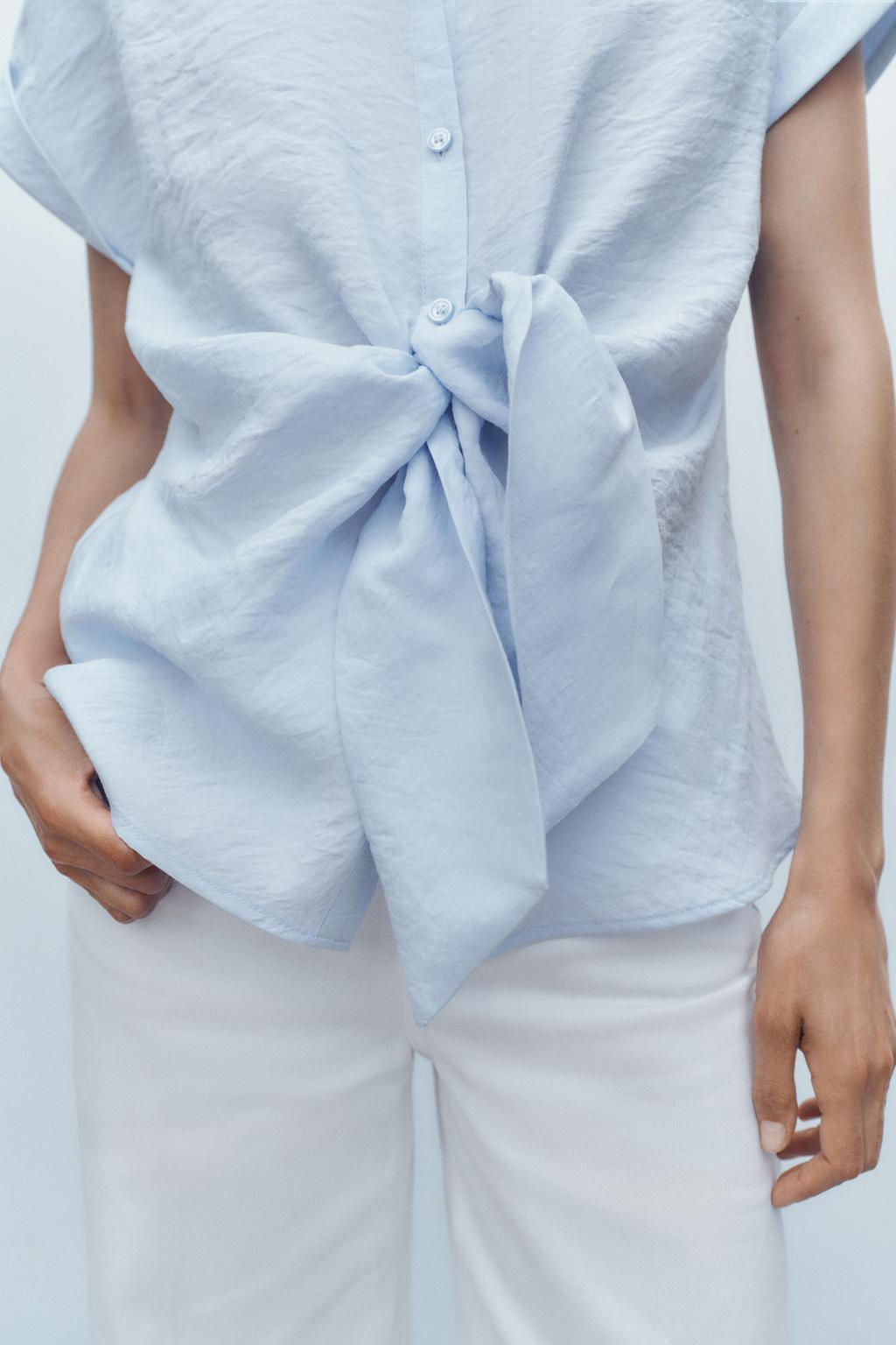 SHORT SLEEVE SHIRT WITH KNOT - Zara фото 3