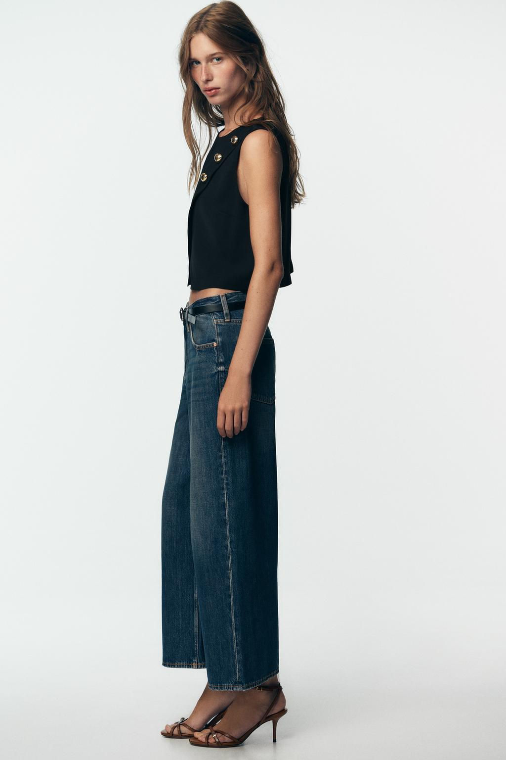 Z1975 HIGH-WAIST BELTED CULOTTES JEANS - Zara фото 6
