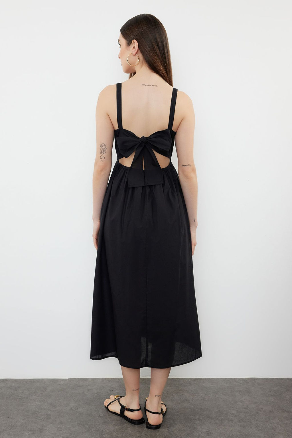 TRENDYOLMILLA Siyah A Kesim Pamuklu Vual Mini Dokuma Elbise TWOSS24EL00775 фото 5