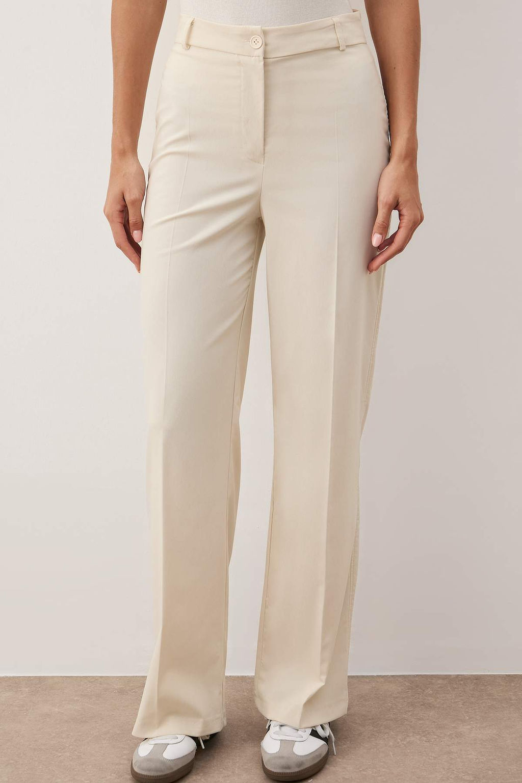 Bej Wide Leg/Genis Paca Yuksek Bel Dokuma Kumas Pantolon TWOSS23PL00314