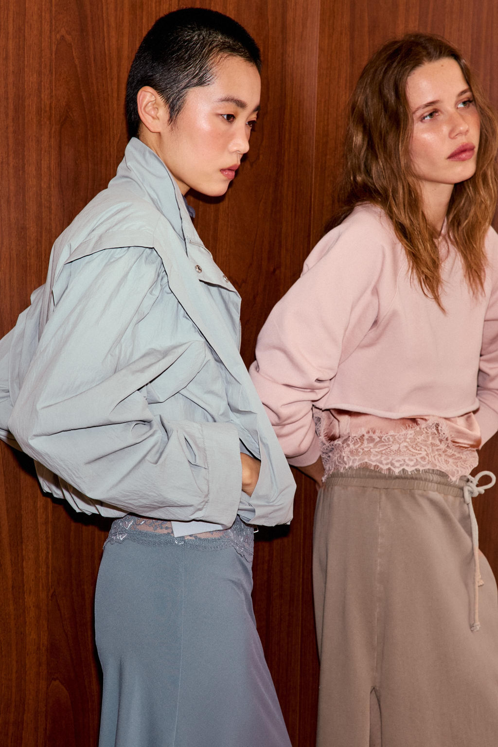 FALDA EFECTO LAVADO COMBINADA ENCAJE / Marr?n / Topo - Zara фото 3