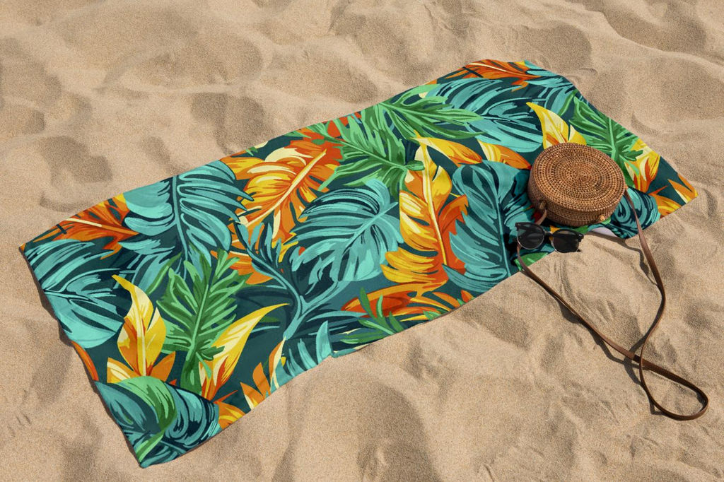 Полотенце вафельное банное "Тропики" р.75*150