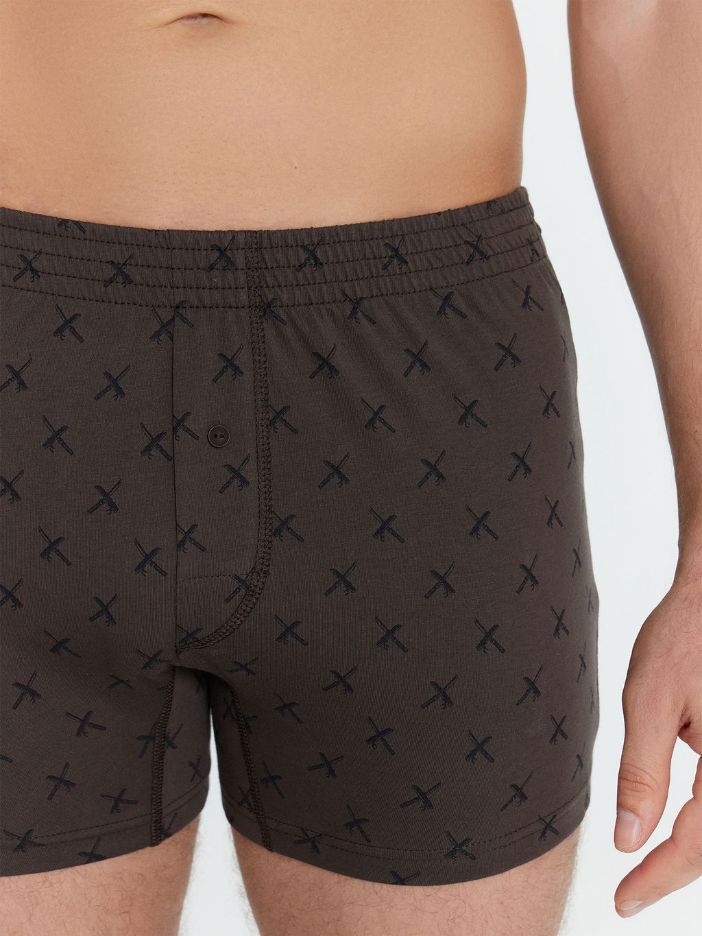 Трусы мужские шорты мультипак (2 шт.) в синем и коричневом цвете с мечами мечи на коричневом +темный сланец 411152-2 - Mark formelle фото 4