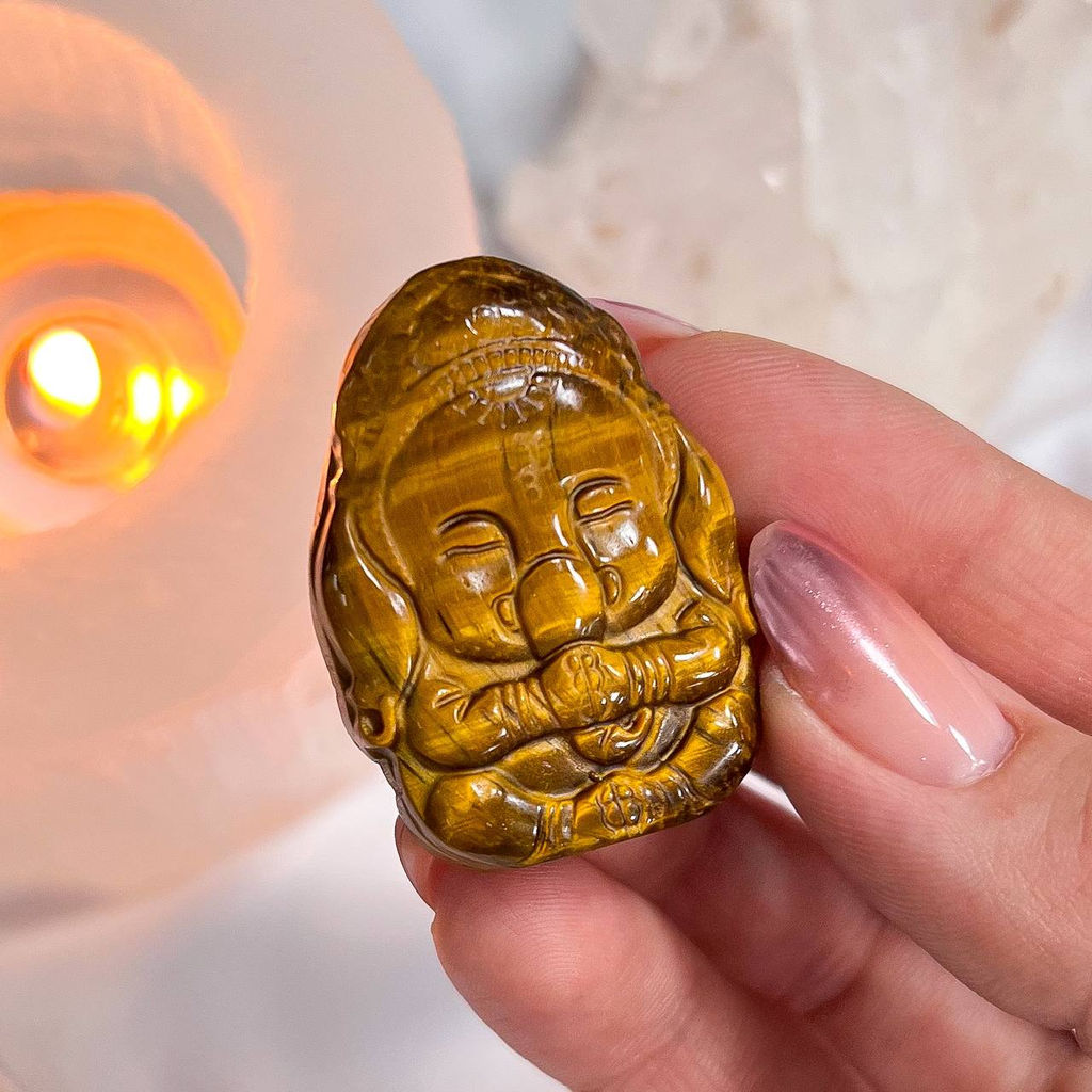 Фигурка резная Ганеша из Тигрового глаза - Радуга самоцветов фото 2
