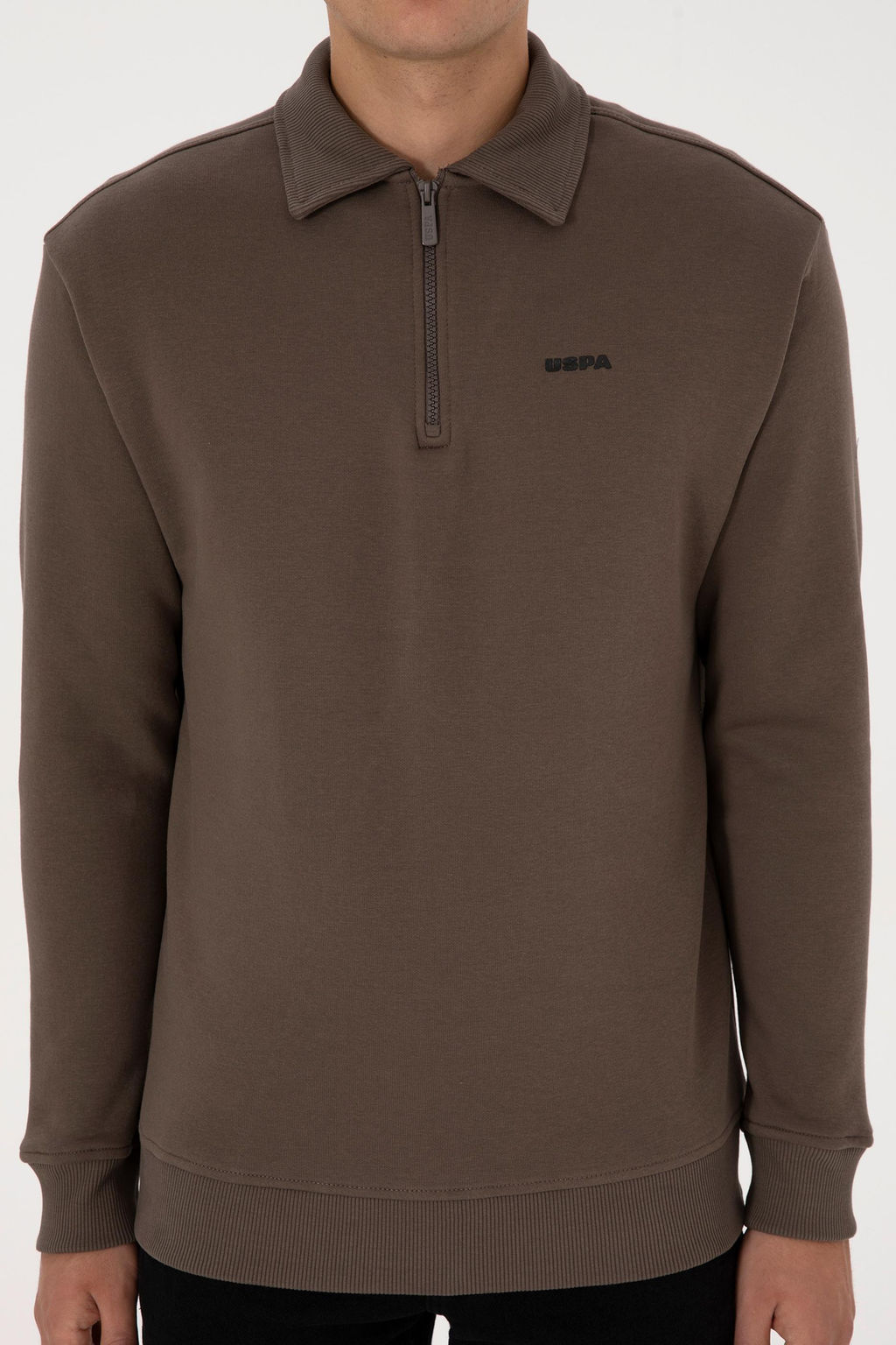 Erkek Regular Fit Yar_m Fermuarl_ Vizon Basic Sweatshirt - U.s. polo assn фото 6