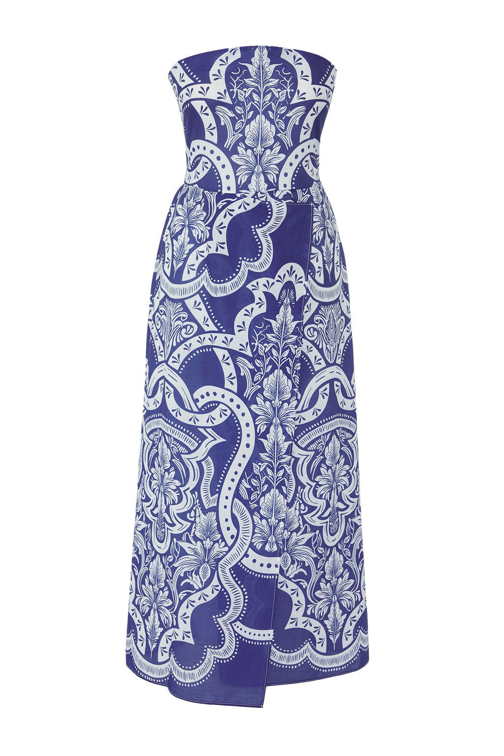 Trendyolmilla Cini Desenli Straplez Maxi Dokuma %100 Pamuk Plaj Elbisesi TBESS25EL00093 фото 11