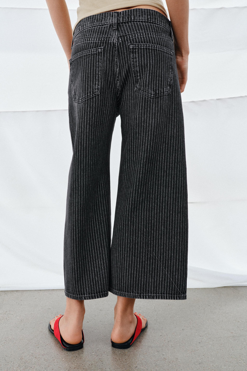 JEANS ZW COLLECTION CULOTTE TIRO MEDIO RAYAS / Negro - Zara фото 3