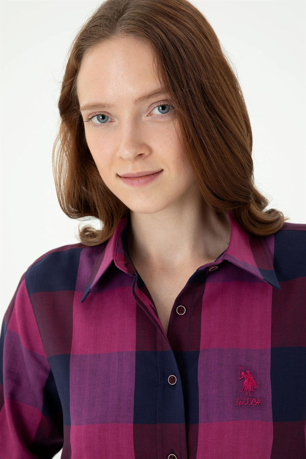 Женская бордовая рубашка с длинным рукавом - U.s. polo assn фото 2