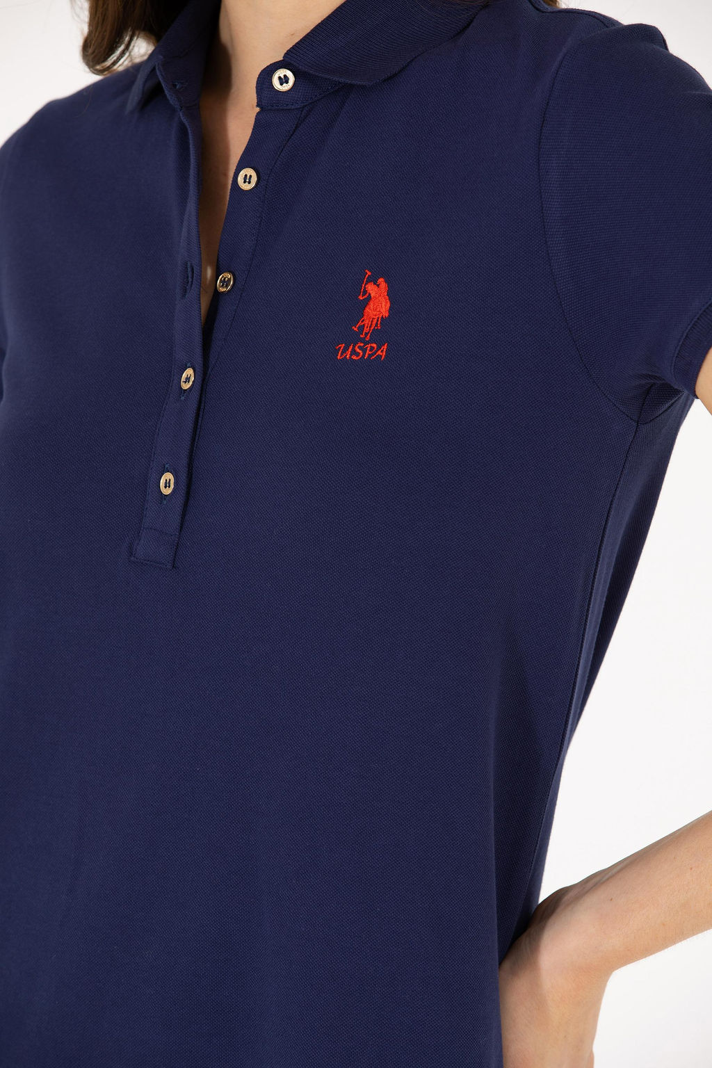 U. S. Polo Assn Женское темно-синее трикотажное платье с воротником-поло - U.s. polo assn фото 7