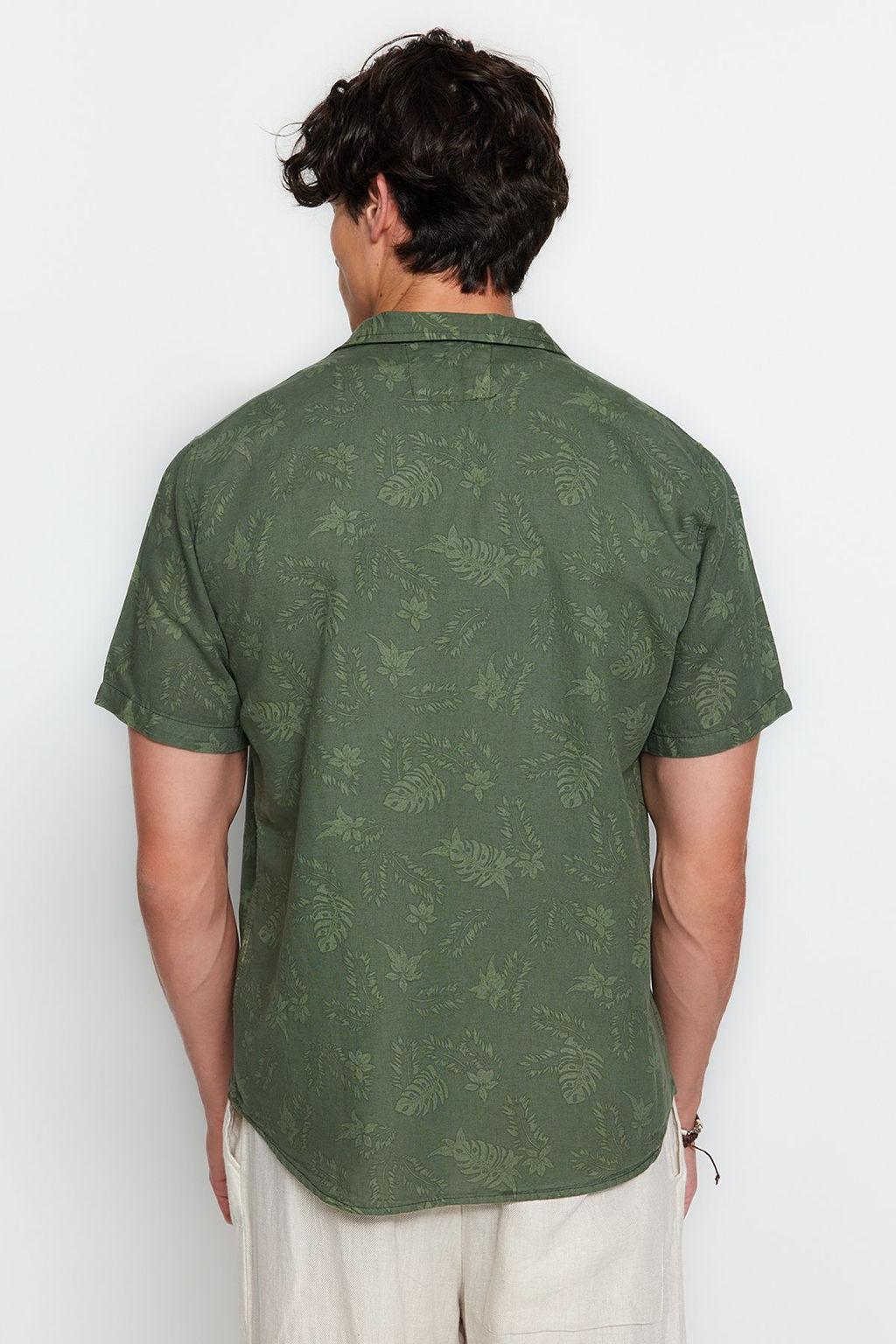 TRENDYOL MAN Haki Regular Fit Apas Yaka Keten Kar?s?ml? Gomlek TMNSS20GO0443 - Trendyolmilla фото 9