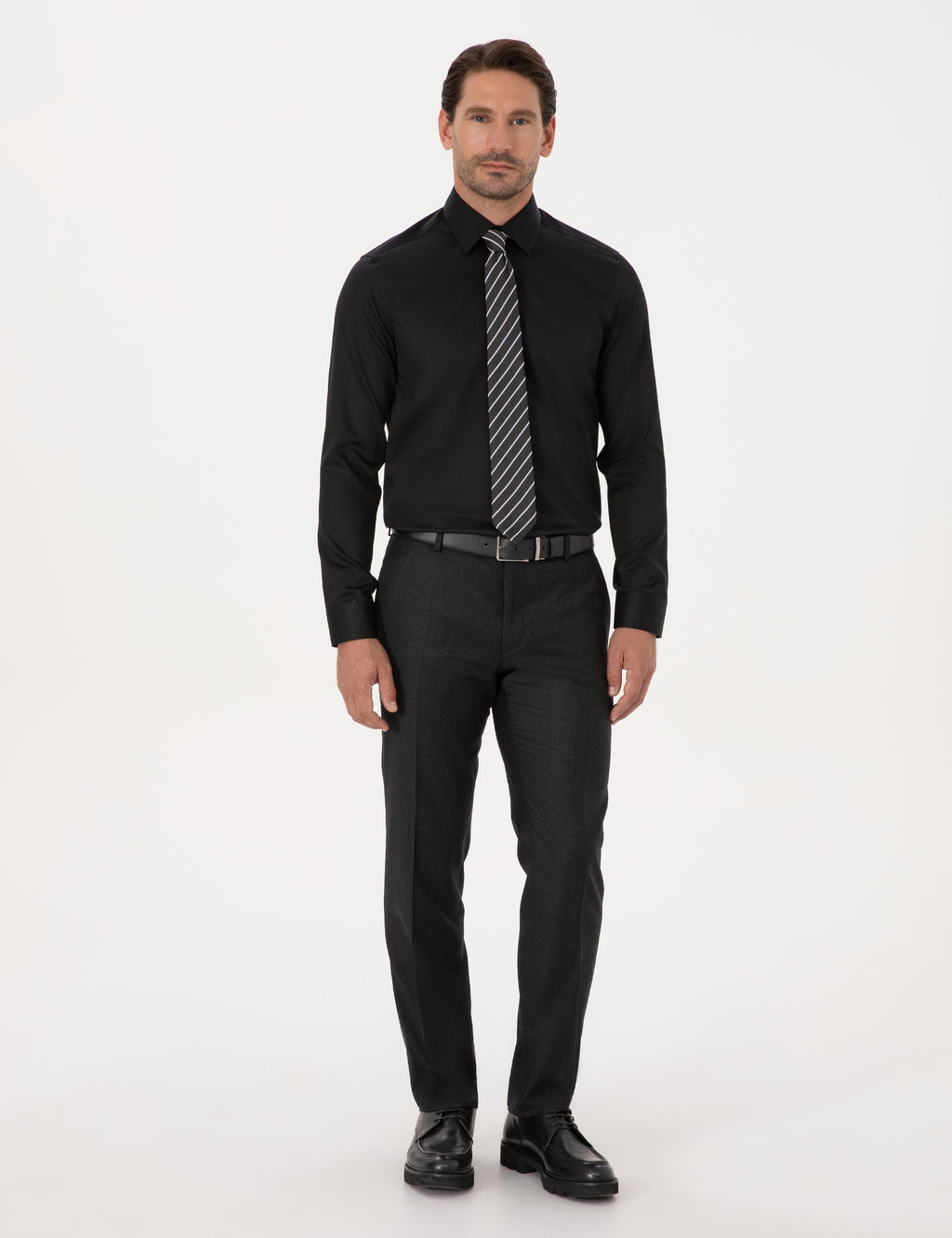 Siyah Slim Fit %100 Pamuk Non Iron Kolay _t_lenebilir Klasik G_mlek - Cacharel фото 4