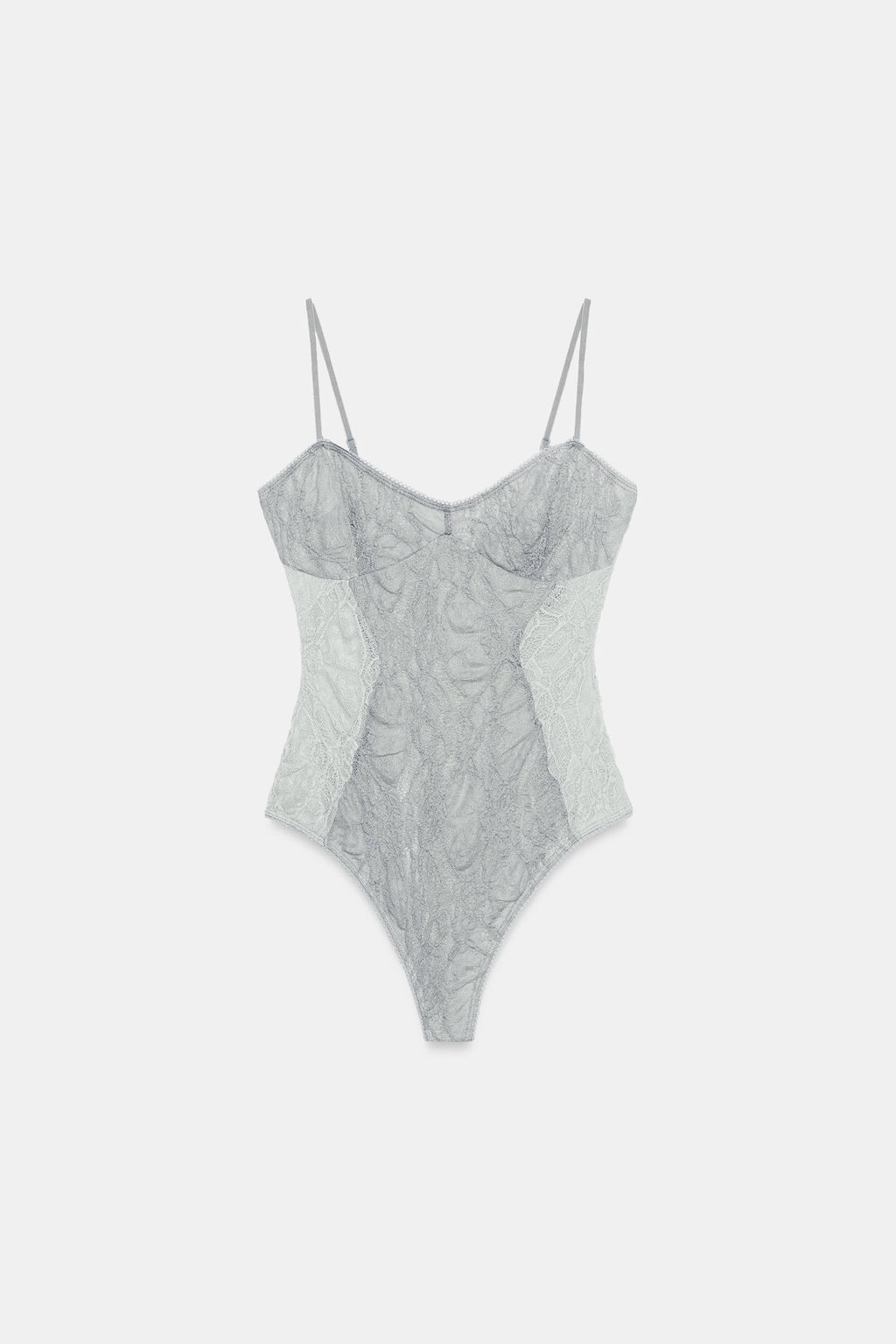 BODY COMBINADO ENCAJE / Azul / Gris - Zara фото 4