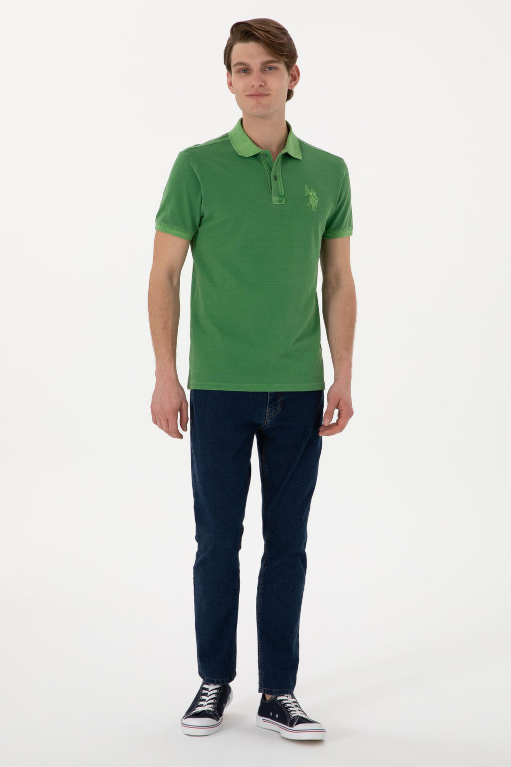 Erkek Slim Fit Polo Yaka Ye_il Y_kamal_ Basic Ti__rt Sepette S_rpriz _ndirim - U.s. polo assn фото 5
