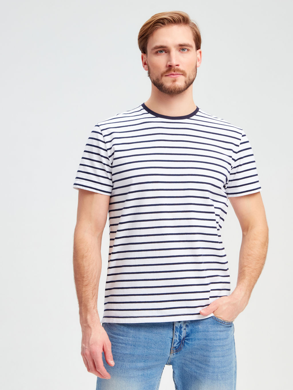 Футболка мужская короткий рукав GREG G145-KD14T-UT20 (синяя полоска)