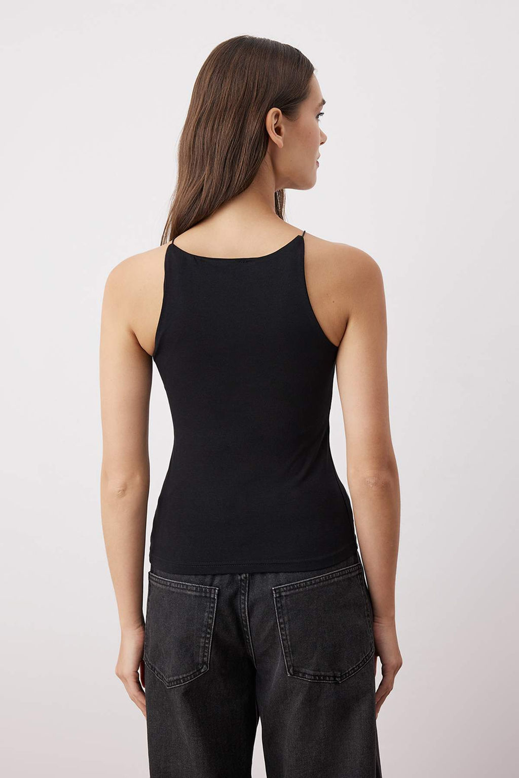 Siyah-Beyaz 2li Paket K?sa Ask?l? Vucuda Oturan Esnek Orme Atlet TWOSS25AL00062 - Trendyolmilla фото 7