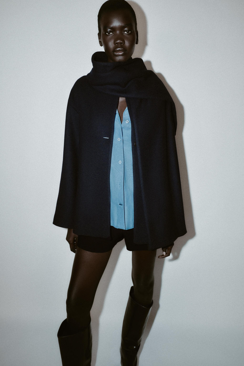 SHORT WOOL COAT WITH SCARF - Zara фото 5