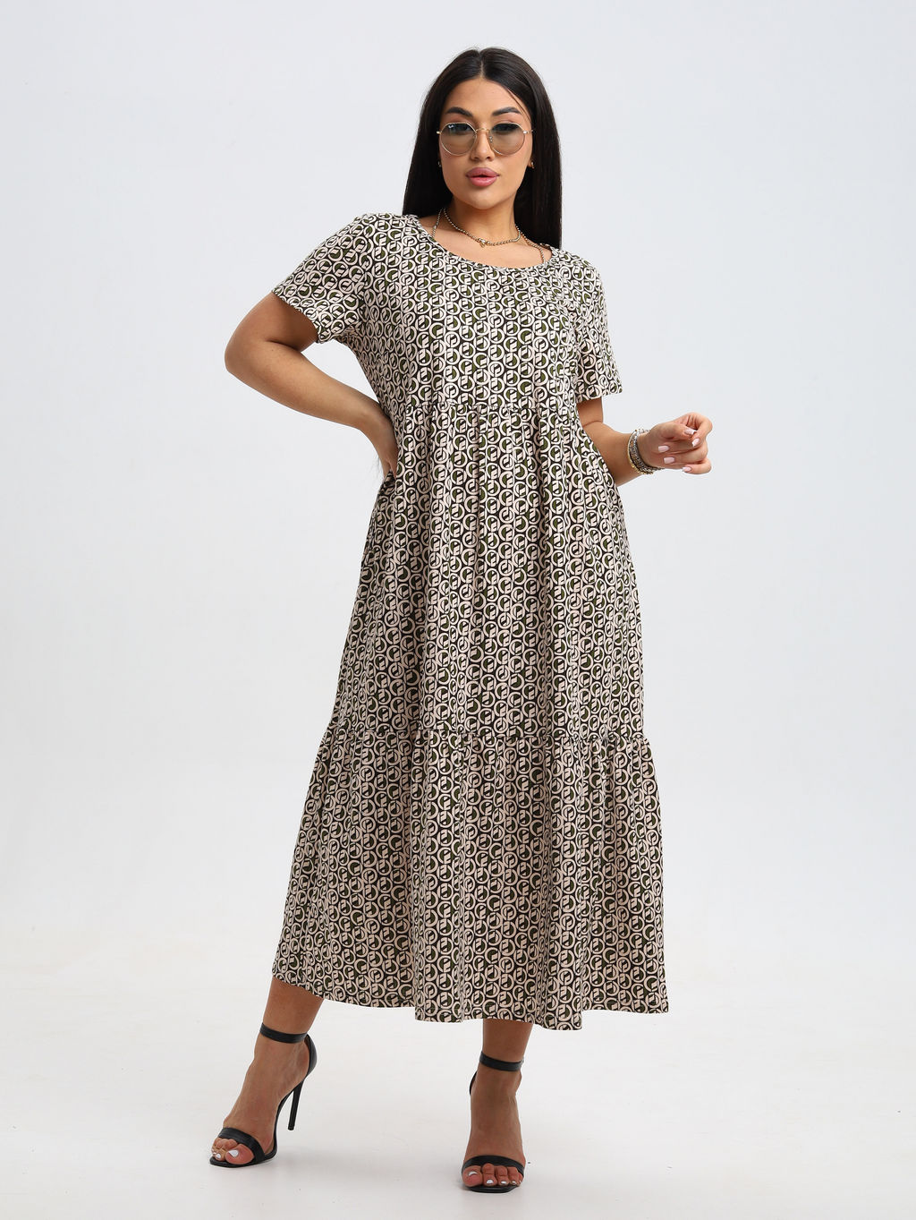 Трикотажное платье бежевое КП-02 (6)