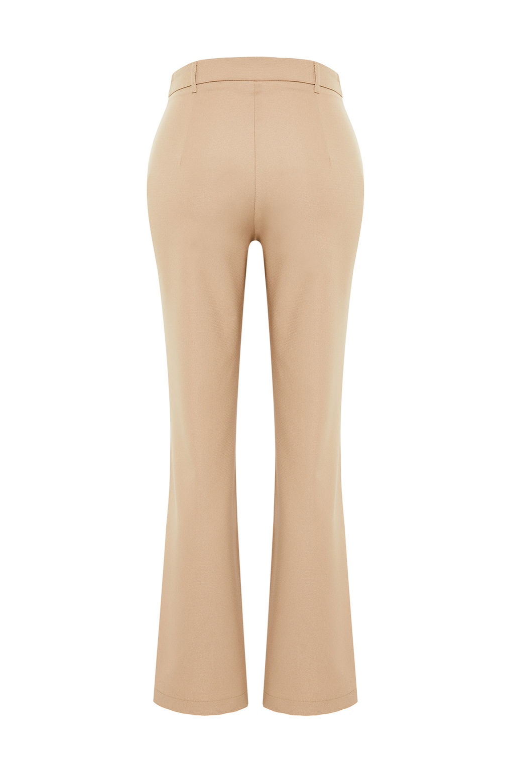 Ac?k Kahverengi Straight/Duz Kesim Yuksek Bel Nervur Dikisli Dokuma Pantolon TWOSS21PL0093