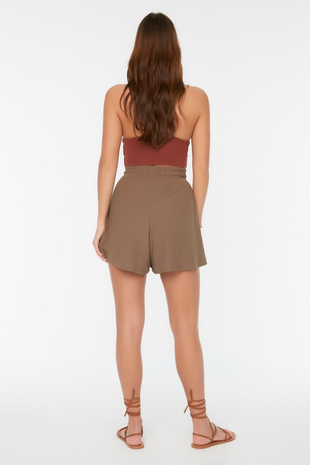 TRENDYOLMILLA Siyah Rahat Kesim Normal Bel Burumcuk/Dokulu Orme Sort TWOSS22SR0212  фото 24