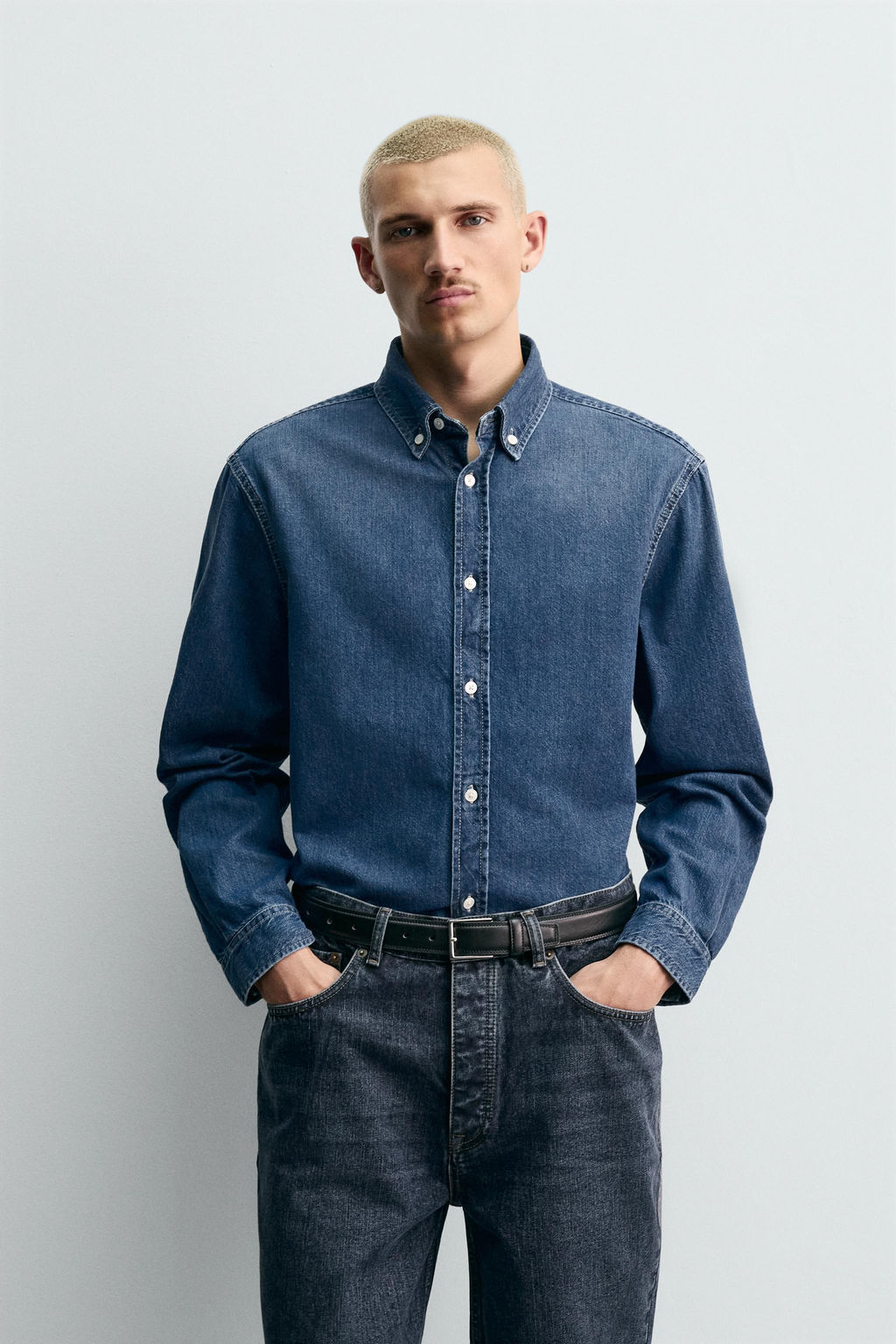 COTTON-CASHMERE DENIM SHIRT - Zara фото 2