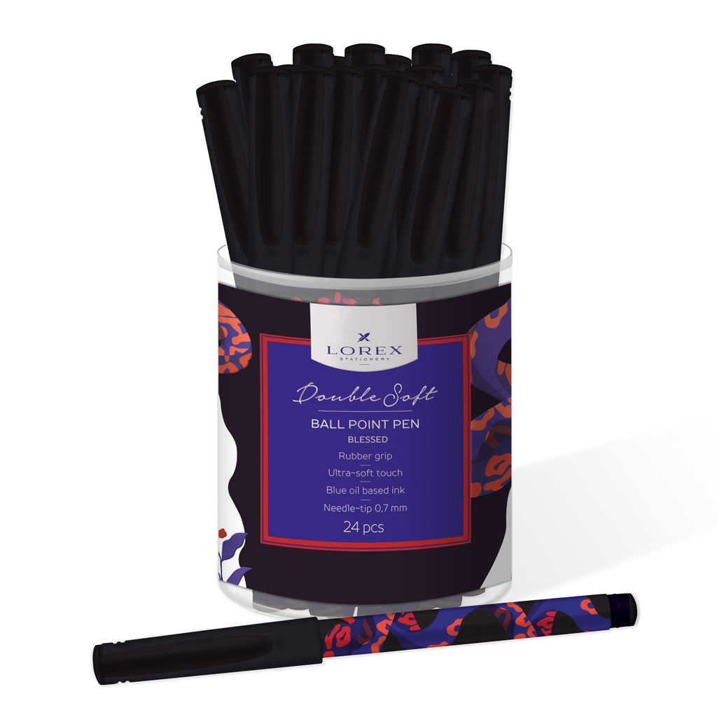 Ручка шариковая на масляной основе LOREX BLESSED Double Soft синяя 0,7 мм, с дизайном круг...