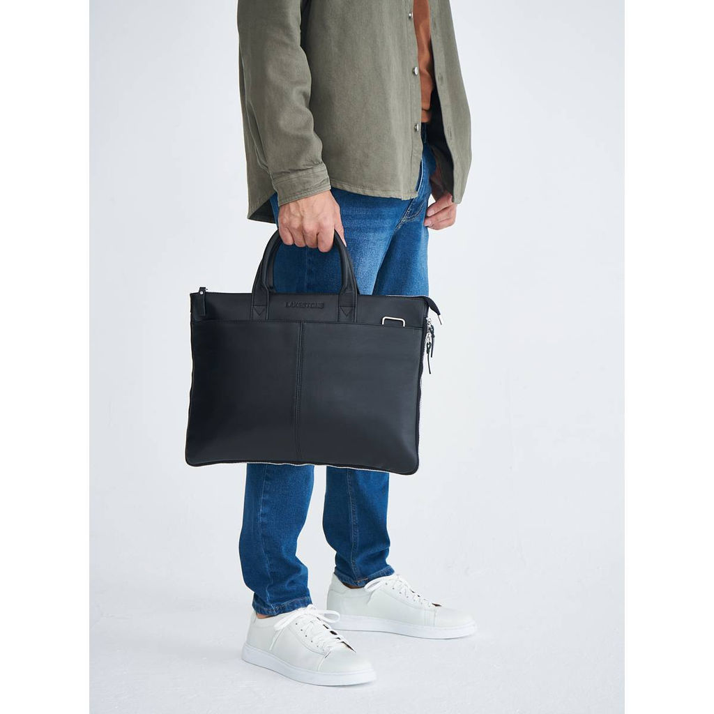 Кожаная деловая сумка для ноутбука Bolton Black