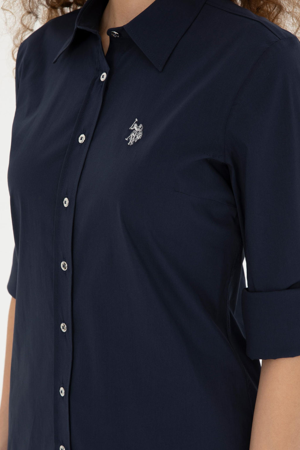 Женская базовая рубашка темно-синего цвета с длинным рукавом - U.s. polo assn фото 7