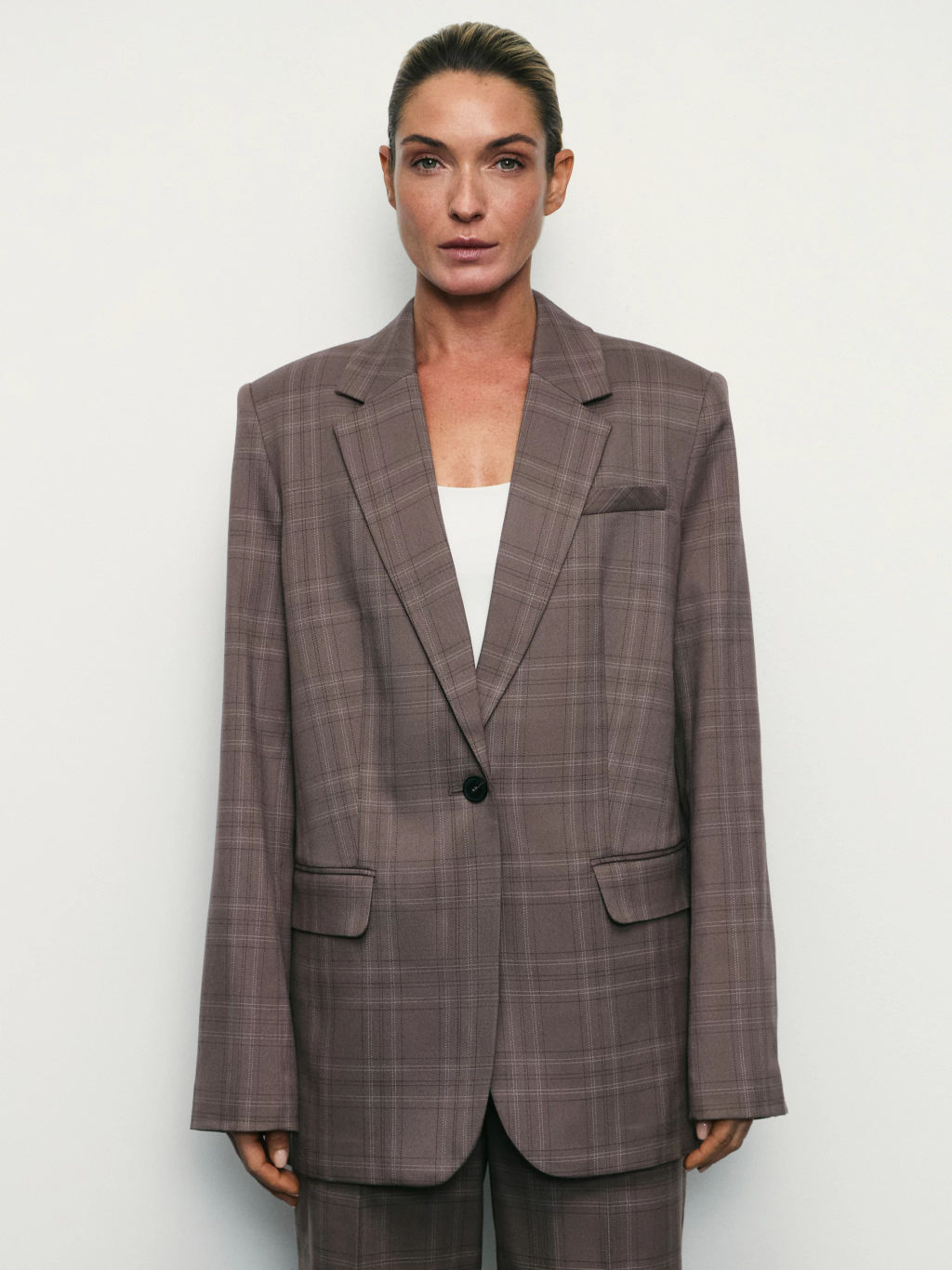 Однобортный жакет в клетку / Zarina фото 3