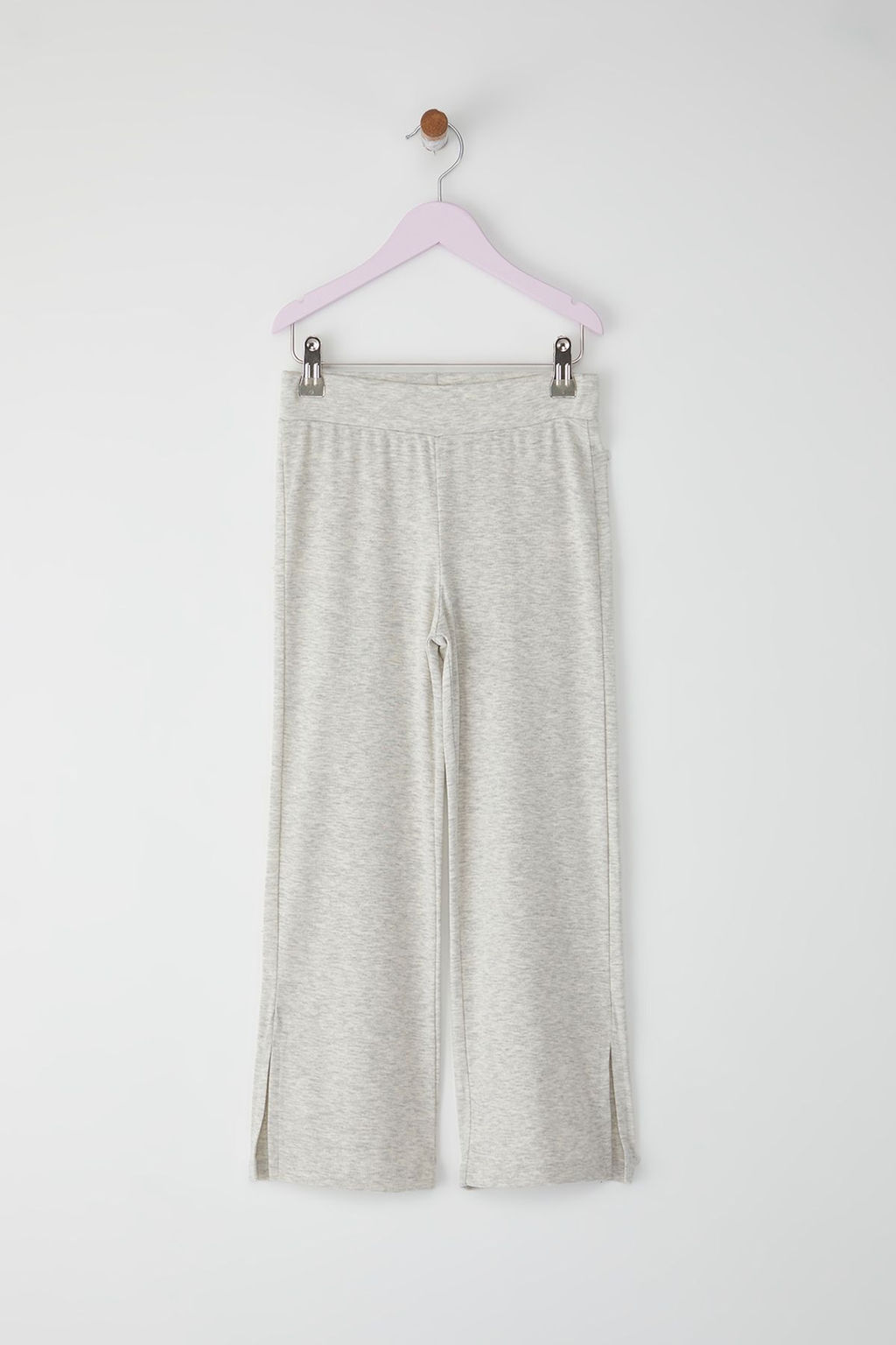 Gri Melanj K?z Cocuk Pamuklu Basic Y?rtmac Detayl? Wide Leg Orme Pantolon TKDSS25PL00016 - Trendyolmilla фото 2