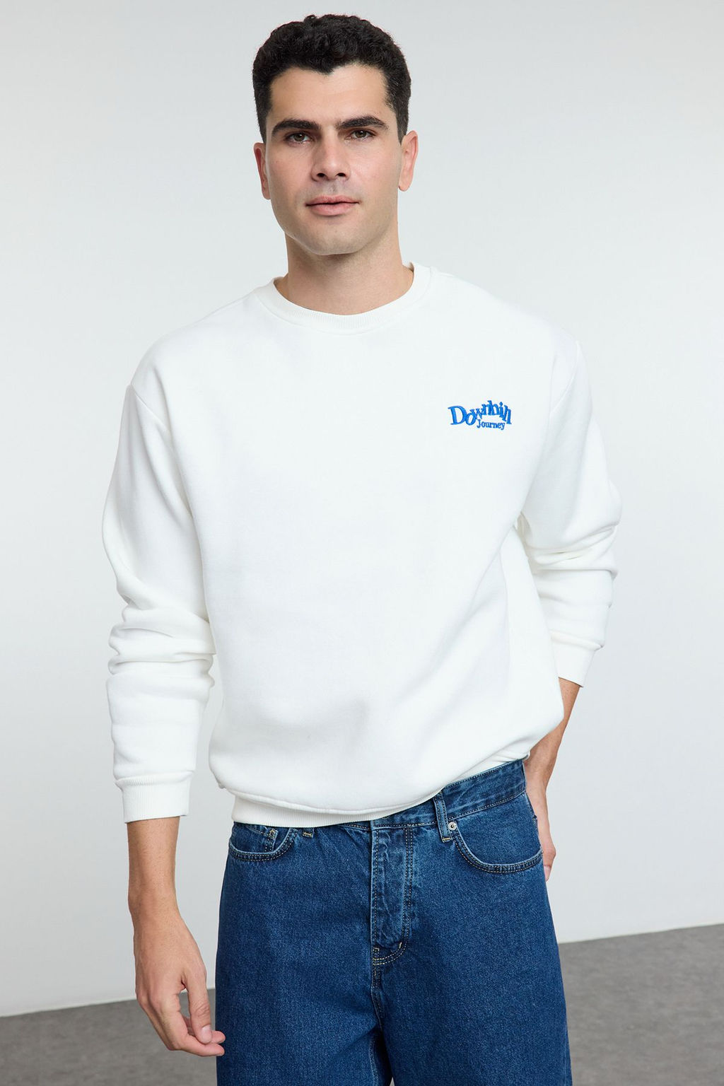 Antrasit Oversize/Genis Kesim Onu Nak?sl? Arkas? Bask?l? Ici Polarl? Sweatshirt TMNAW25SW00014 - Trendyolmilla фото 8