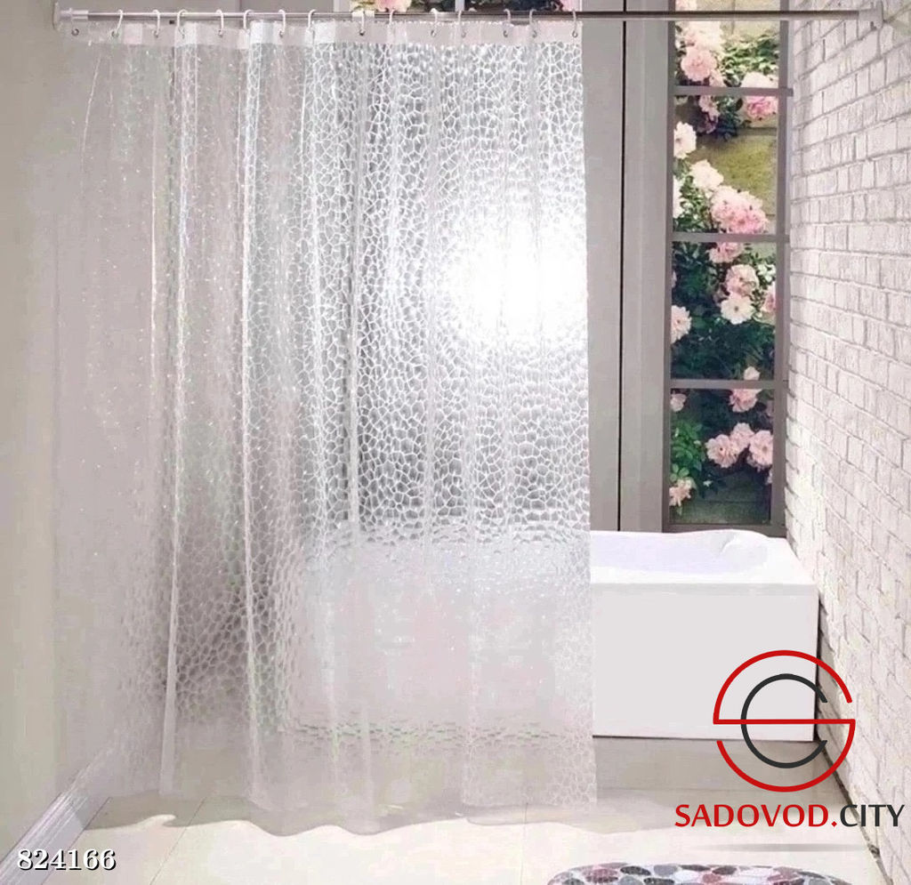 Шторы для ванной 3D размер 180 на 180