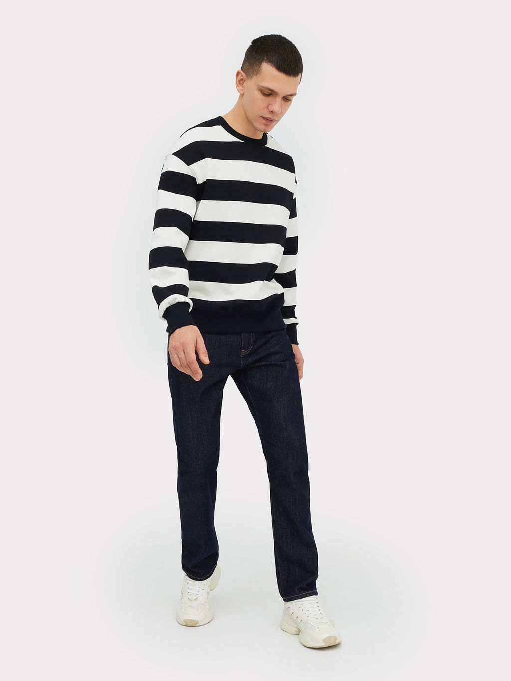 Свитшот мужской в черно-молочную полоску черно -молочная полоска 121865/1 - Mark formelle фото 2