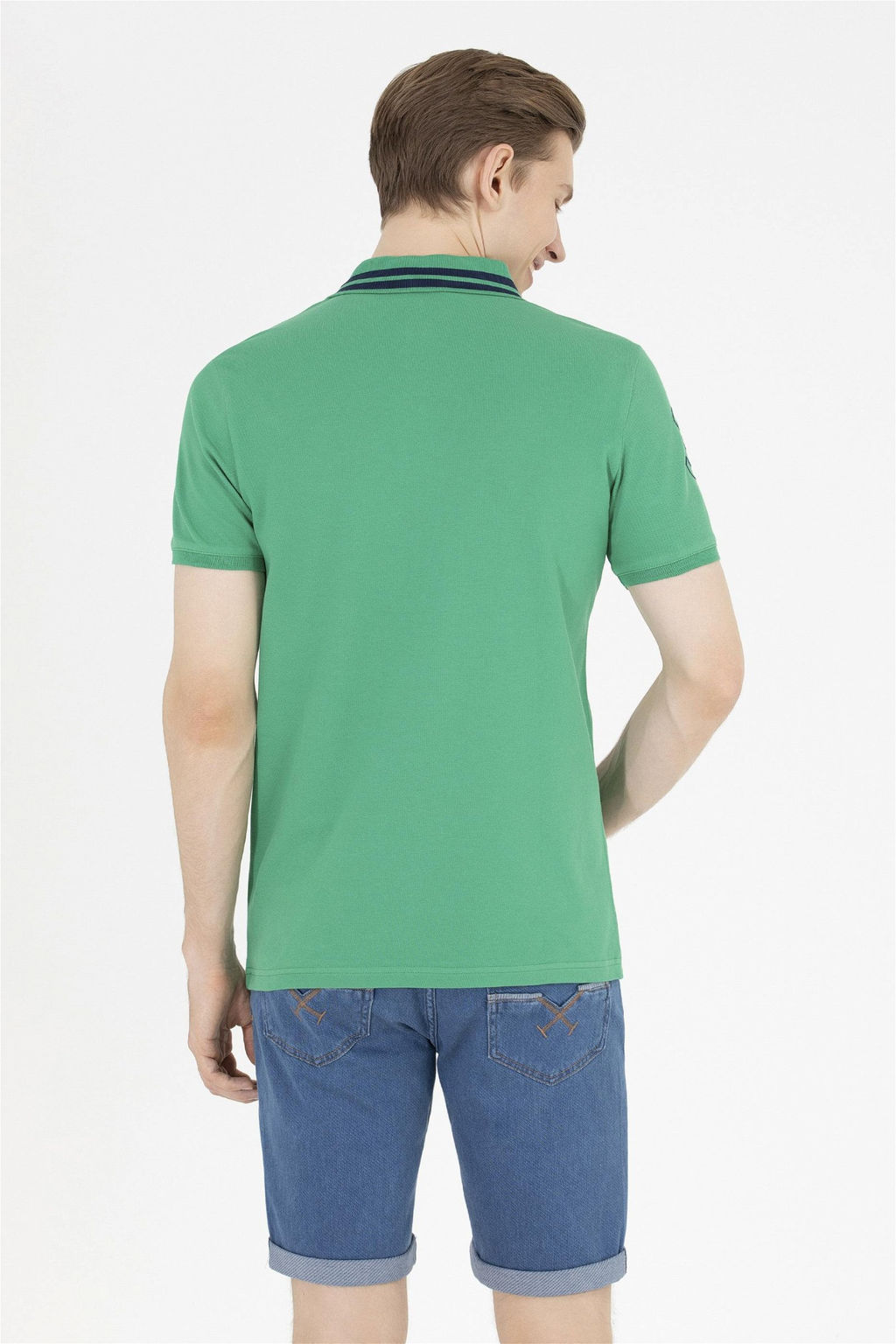 Мужская зеленая футболка с воротником поло Basic - U.s. polo assn фото 12