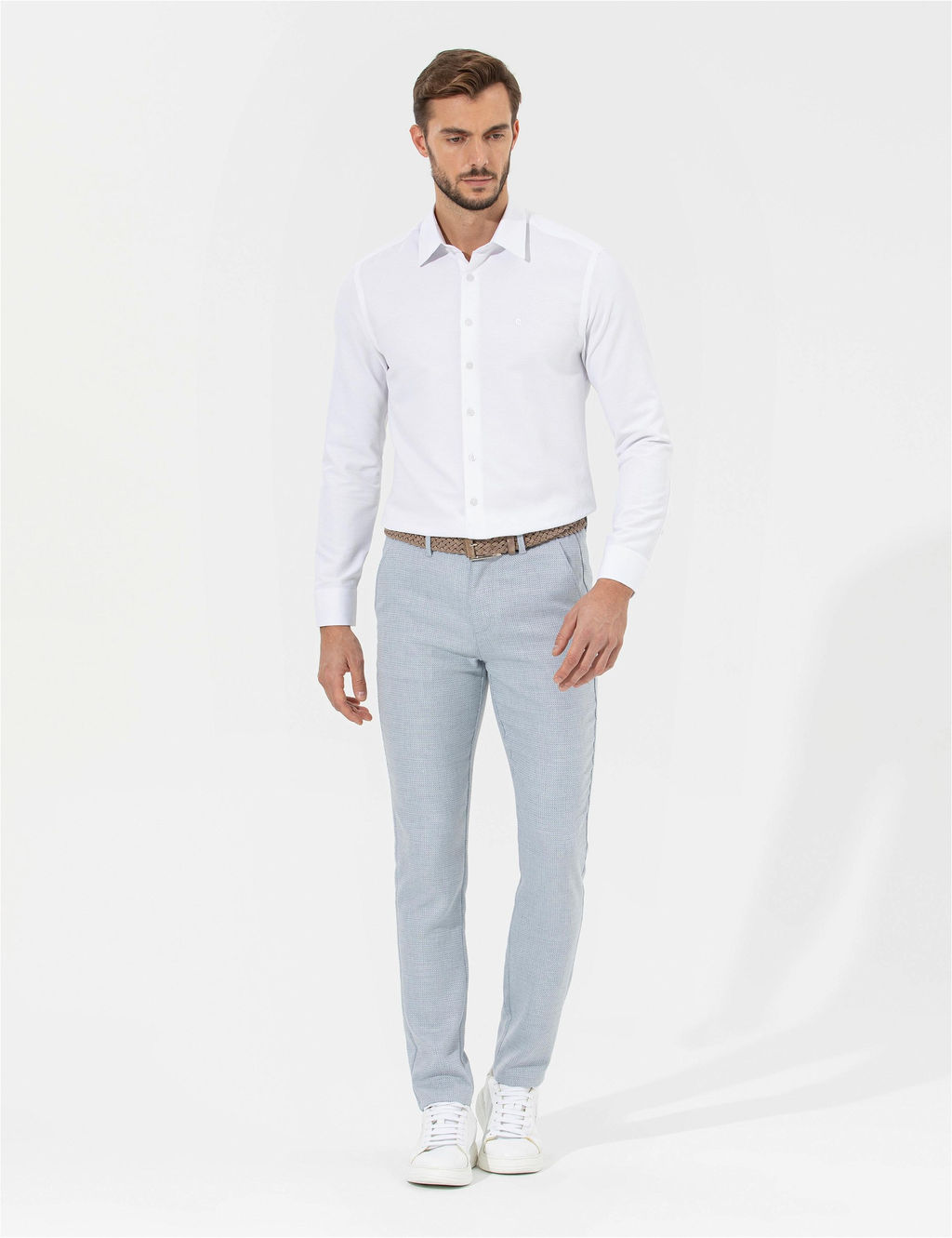 A__k Mavi Slim Fit Beli Lastikli Kanvas Pantolon - Pierre cardin фото 4