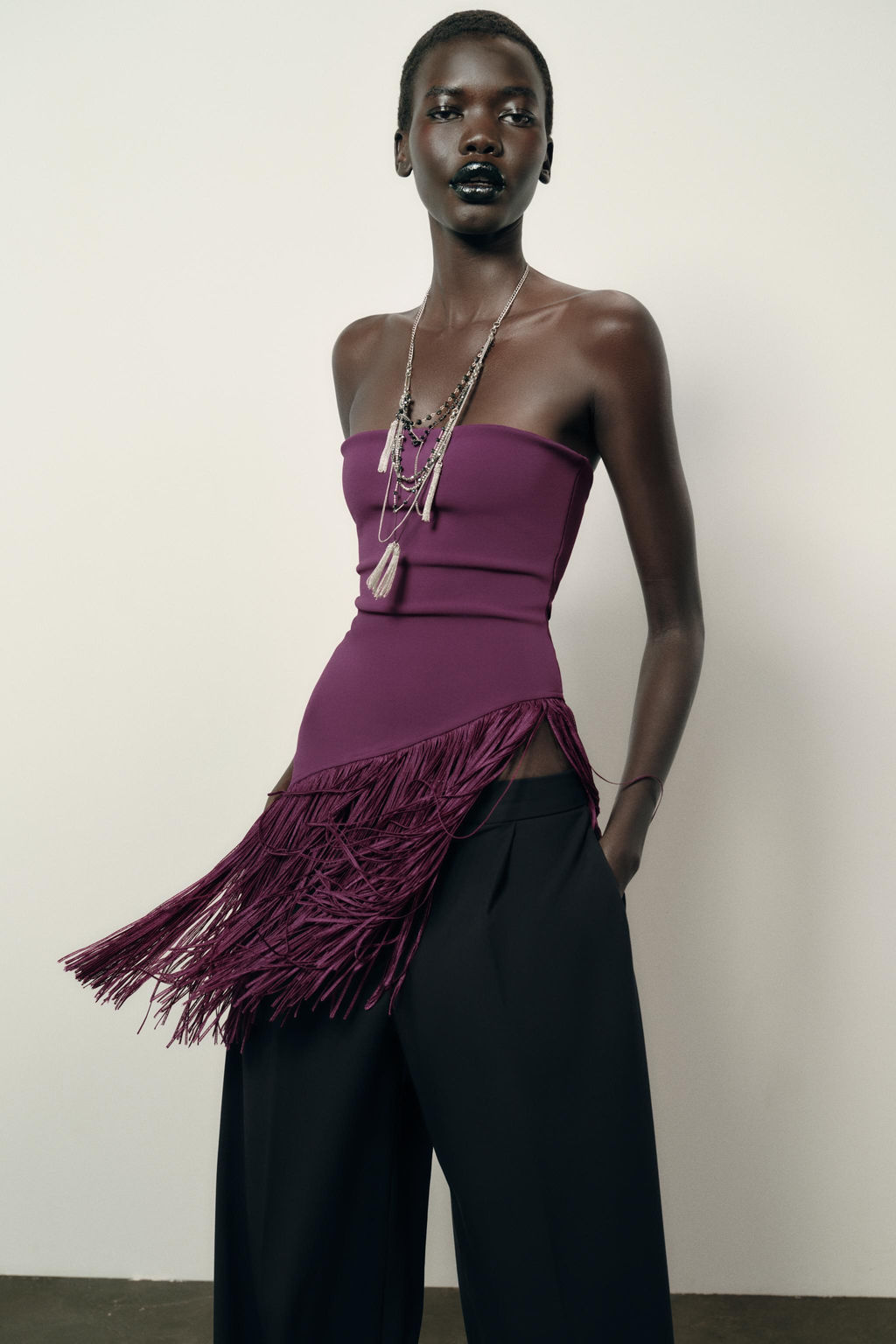 FRINGED STRETCH BANDEAU TOP - Zara фото 2