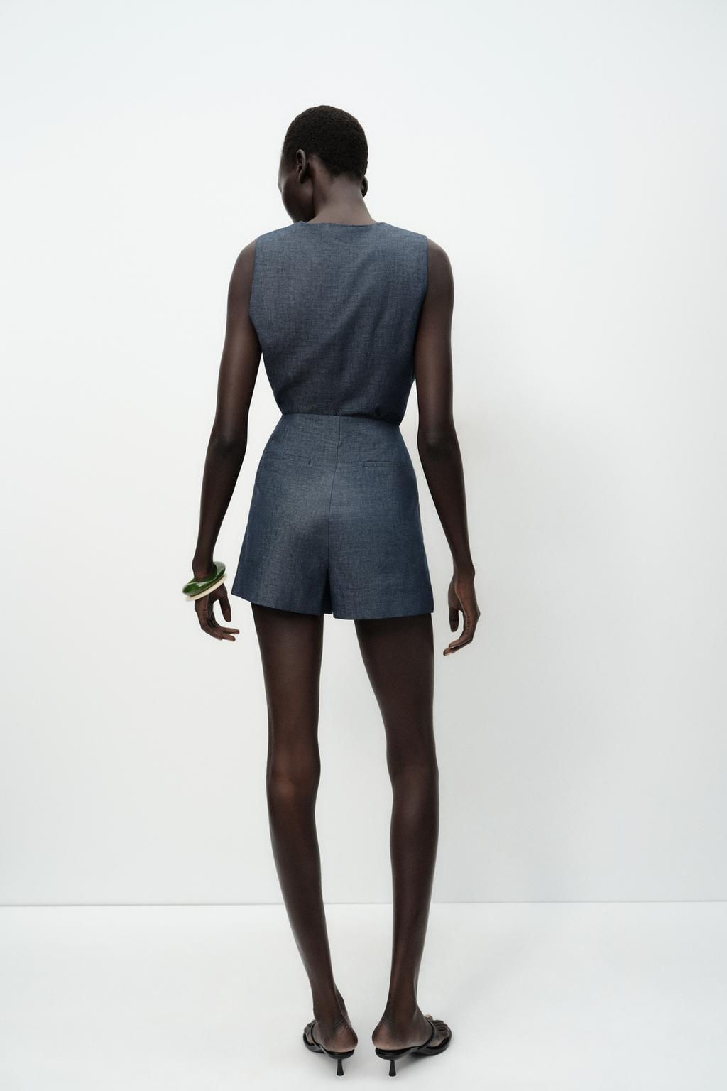 BUTTON DETAIL BERMUDA SHORTS IN A LINEN BLEND - Zara фото 6