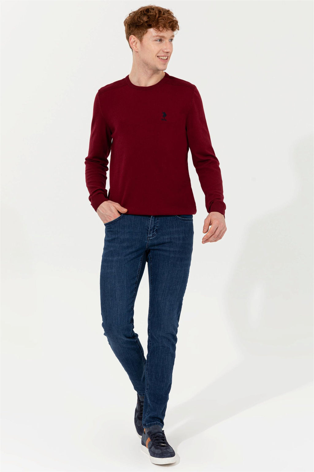 Мужской бордовый красный трикотажный свитер Basic - U.s. polo assn фото 10
