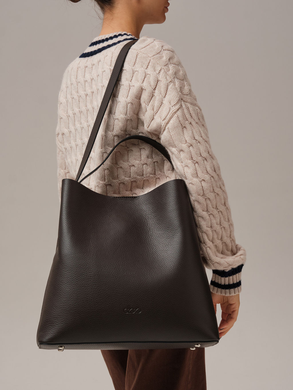 Кожаная сумка шоппер Olga DBR 30948 коричневый шоколад  фото 3