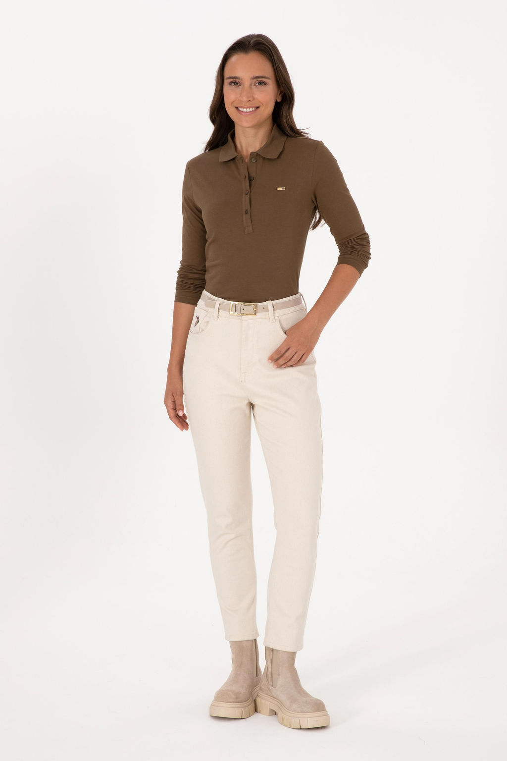 Kad_n Haki Basic Polo Yaka Sweatsh_rt