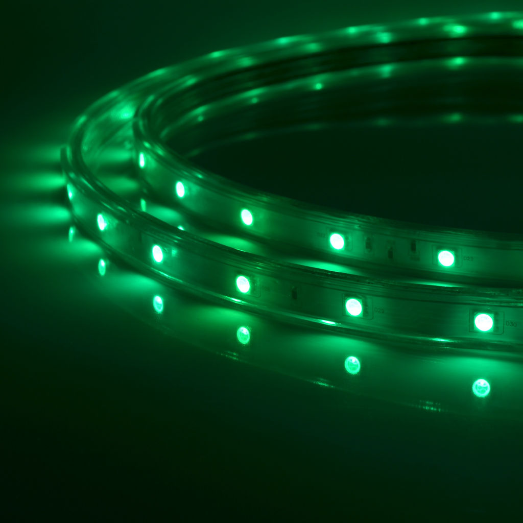 ULS-Q215 5050-30LED/m-14mm-IP67-220V-7,2W/m-50M-RGB Светодиодная гибкая герметичная лента Volpe. В ПВХ трубке. Упаковка - бобина 50 м. IP67. Угол излучения 120. Кратность резки 1 м. Многоцветная.