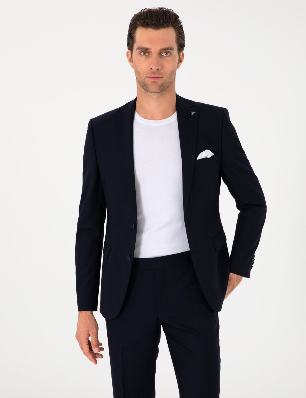 Lacivert Slim Fit Y_n Kar___ml_ Ceket - Cacharel фото 3