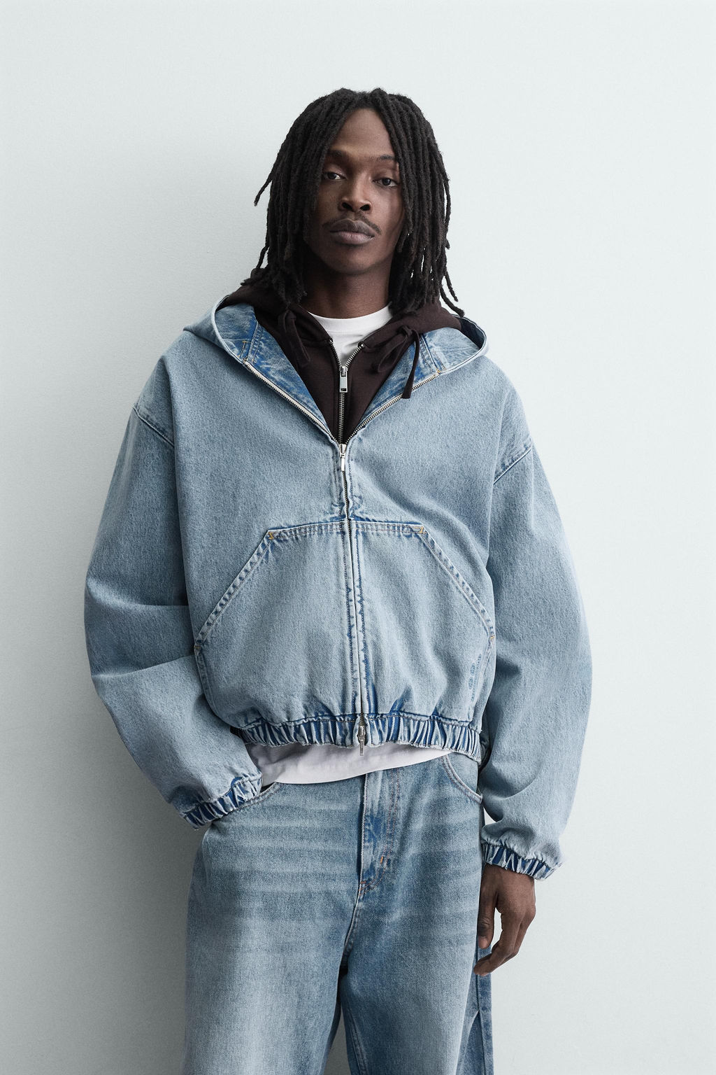 CAZADORA LAVADA CAPUCHA / Azul claro - Zara фото 2